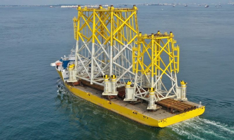 Heavy Transport Vessel Biglift Barentsz Jacket Foundations for Hornsea Two