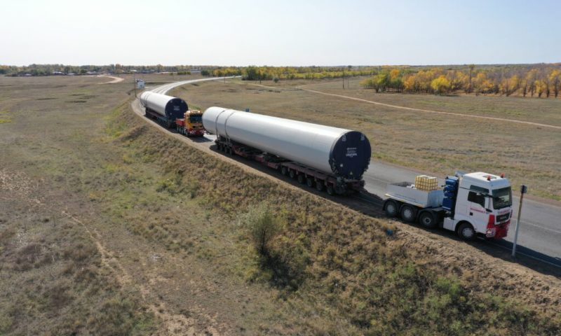 Mammoet Successfully Transports Wind Turbine Sections in Kazakhstan