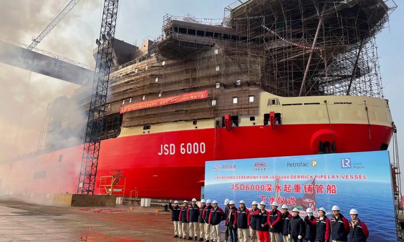 Ulstein Designed JSD6000 Heavylift Vessel Launched at ZPMC Qidong Shipyard