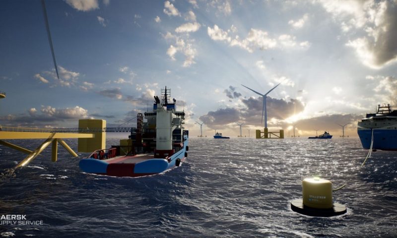 Floating Charging Points for ships to draw electricity form wind turbines